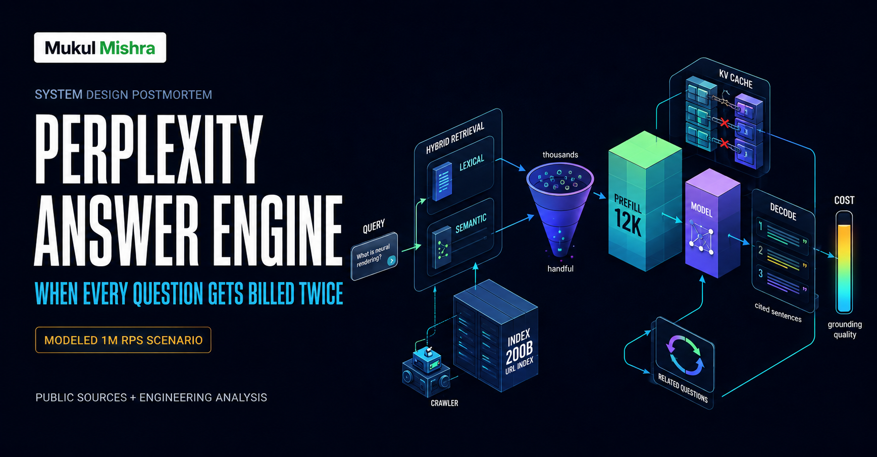 Perplexity answer engine system design postmortem architecture illustration
